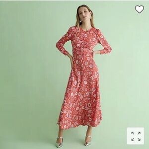 J.Crew Featherweight Satin Midi Dress in Poppy Fields